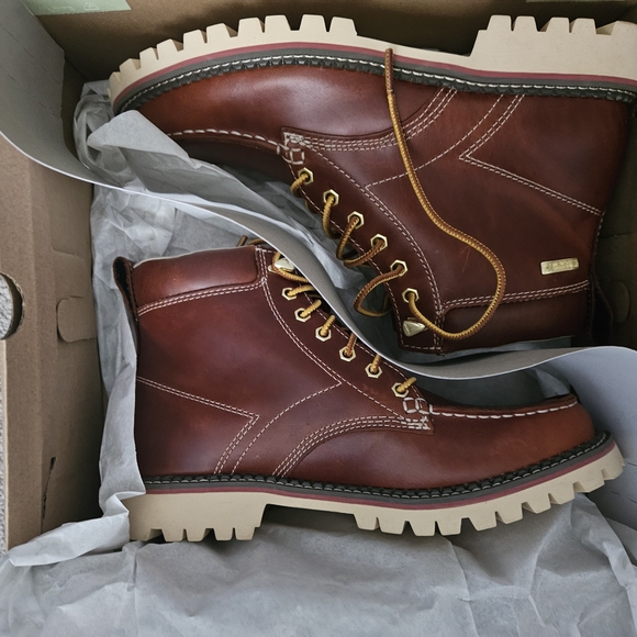 Eddie Bauer Brown and Tan Rugged Leather Boots - Picture 1 of 6
